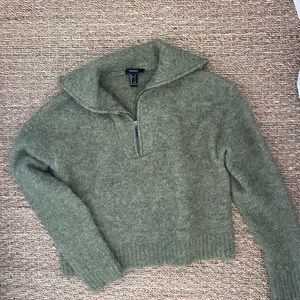 Green wool quarter zip sweater, size small